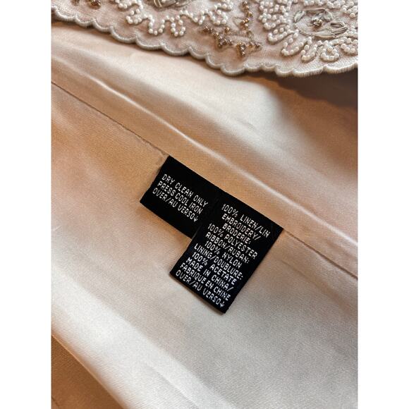 Ellen Tracy Women's 100% Linen Beaded Open Front Blazer Jacket Ivory Size 8 - Picture 13 of 13